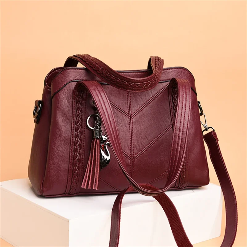 3 Layers Sac A Main High Quality Leather Luxury Handbag - Image 9
