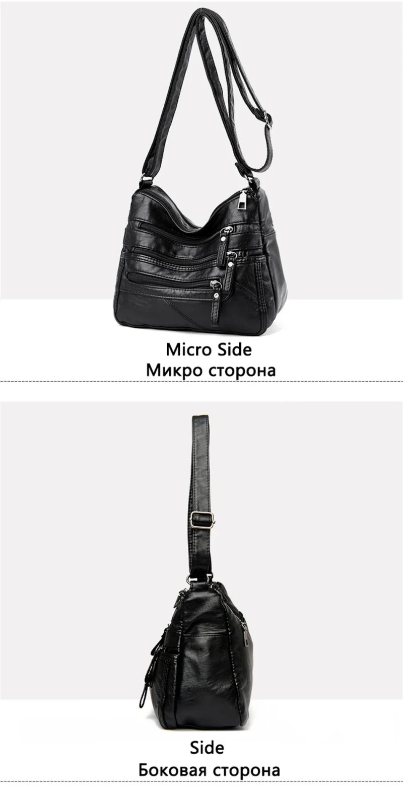 Women Soft Leather Luxury Many Pockets Handbag - Image 3