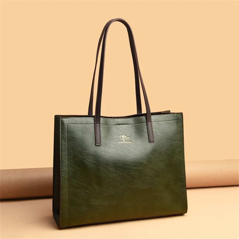 3 Layers Vintage Genuine Leather Big Casual Tote Women Bag - Image 5