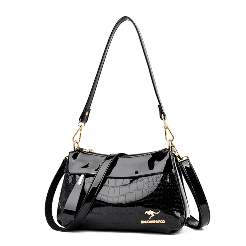 3 Layers Women Luxury Designer Patent Leather Shoulder Messenger Crossbody Bag - Image 8