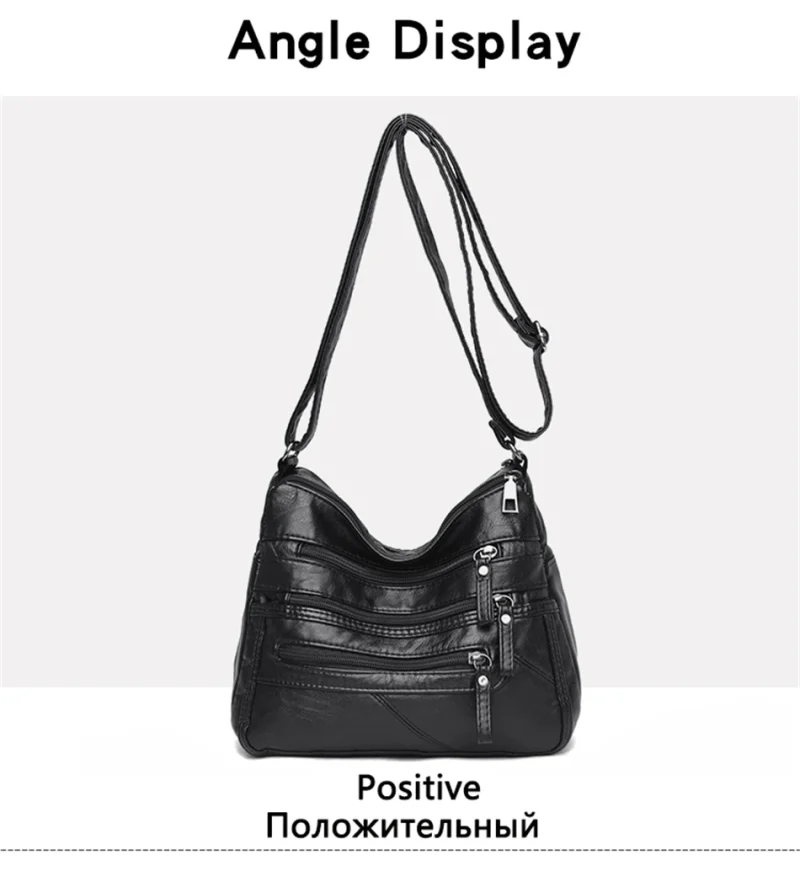Women Soft Leather Luxury Many Pockets Handbag - Image 2
