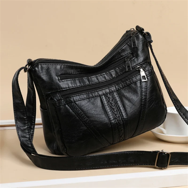 High Quality Soft PU Leather Shoulder Multi-Layer Crossbody Bag - Image 3