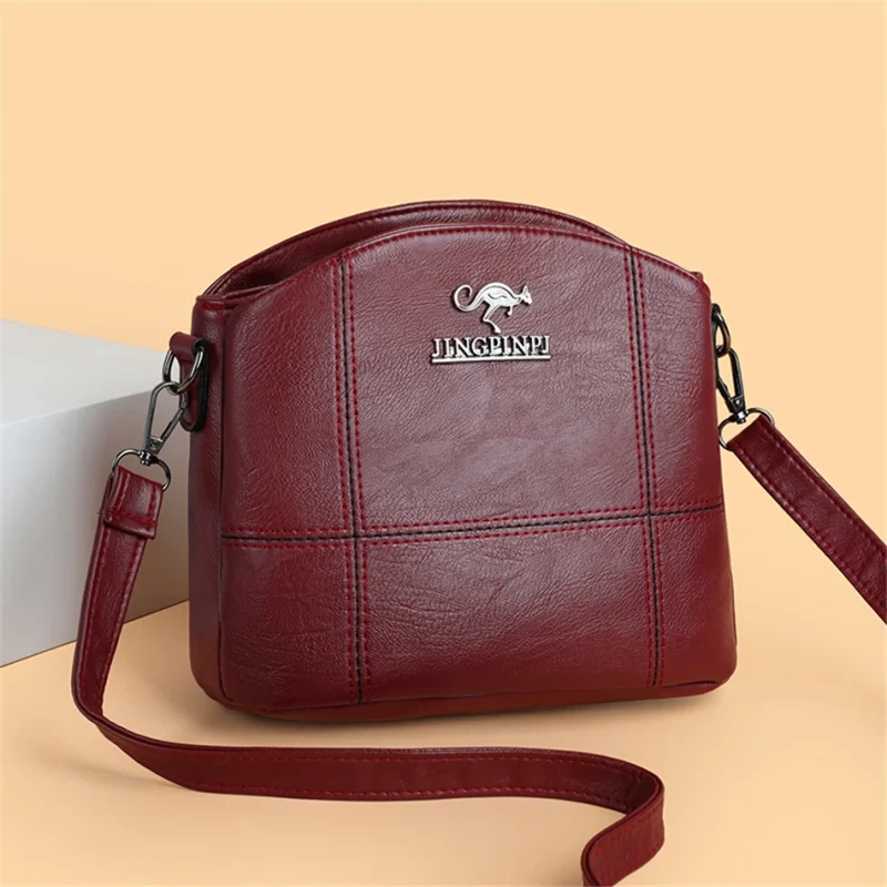 3 Layers PU Leather Crossbody Shoulder Messenger Bag - Image 8