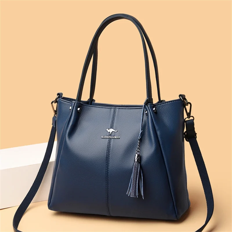 Luxury Branded Designer Real Cowhide Leather Elegant Tote - Image 5