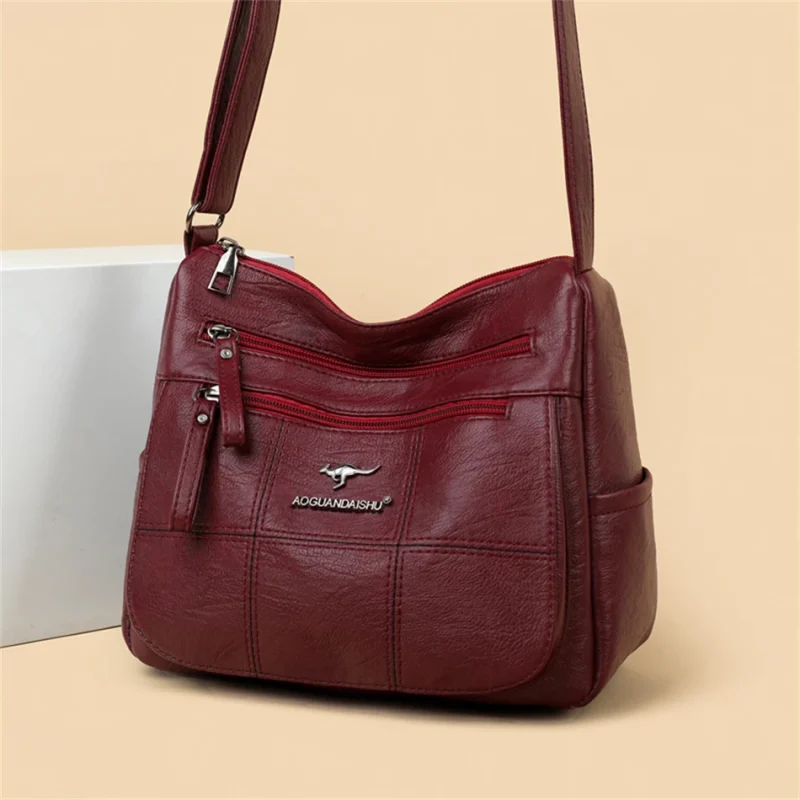 Fashion Luxurious Designer Crossbody Pu Leather Soft Messenger Bag - Image 3