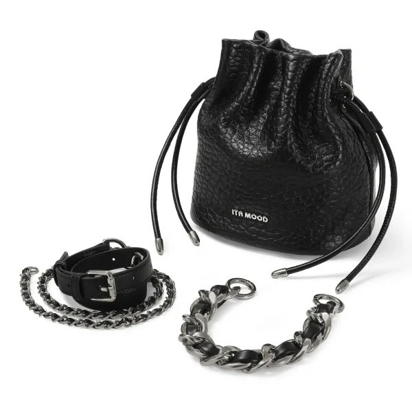 Soft Genuine Leather Chain Shoulder Strap Bucket Bag - Image 6