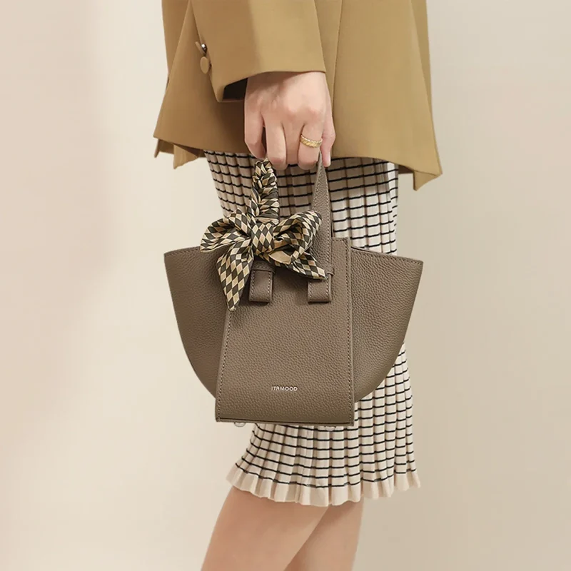 Genuine Leather Bucket Bag - Image 2