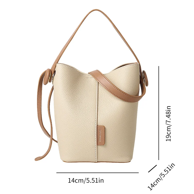 Eco Genuine Leather Bucket Bag With Adjustable Strap - Image 2