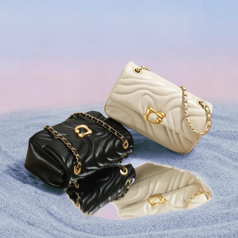 Genuine Leather Embroidered Chain Bag