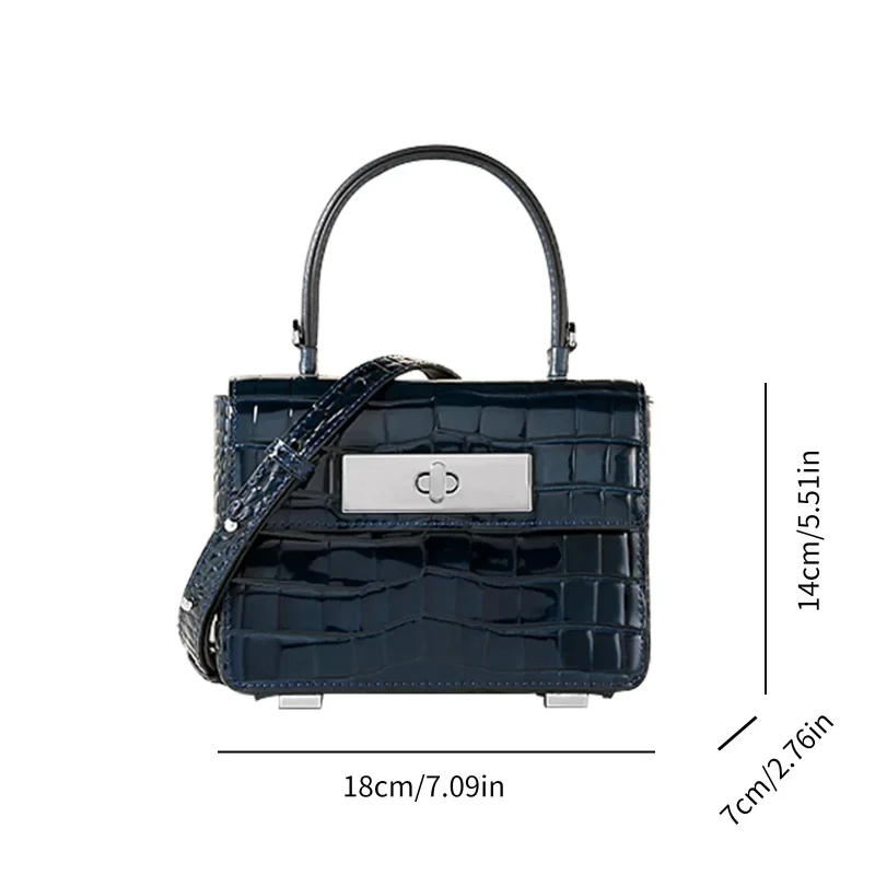 Genuine Leather Retro Crocodile Print Box Bag - Image 5