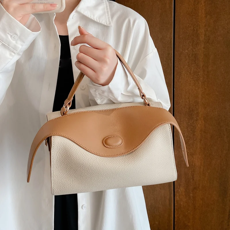 Leather Luxury Clash Colour Crossbody Bag - Image 3