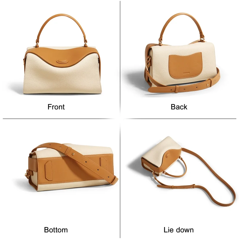 Leather Luxury Clash Colour Crossbody Bag - Image 6