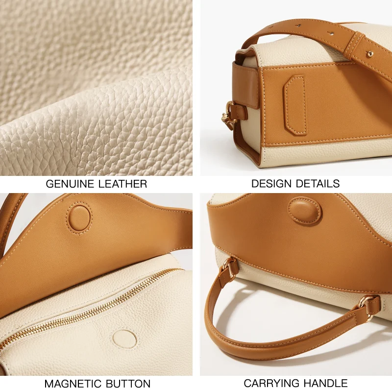 Leather Luxury Clash Colour Crossbody Bag - Image 7