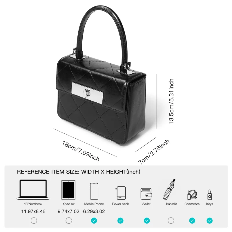 Genuine Leather Original Diamond Lattice Shoulder Bag - Image 4