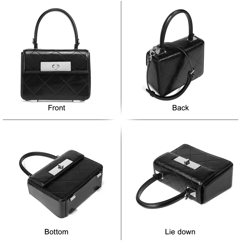 Genuine Leather Original Diamond Lattice Shoulder Bag - Image 5