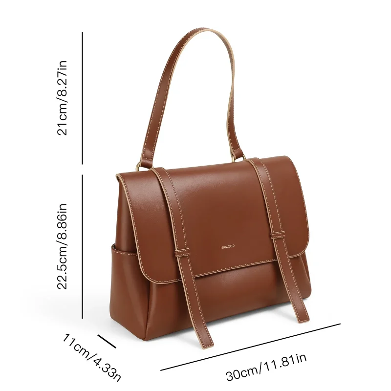 Eco Genuine Leather Retro Large Capacity Crossbody Bag - Image 3