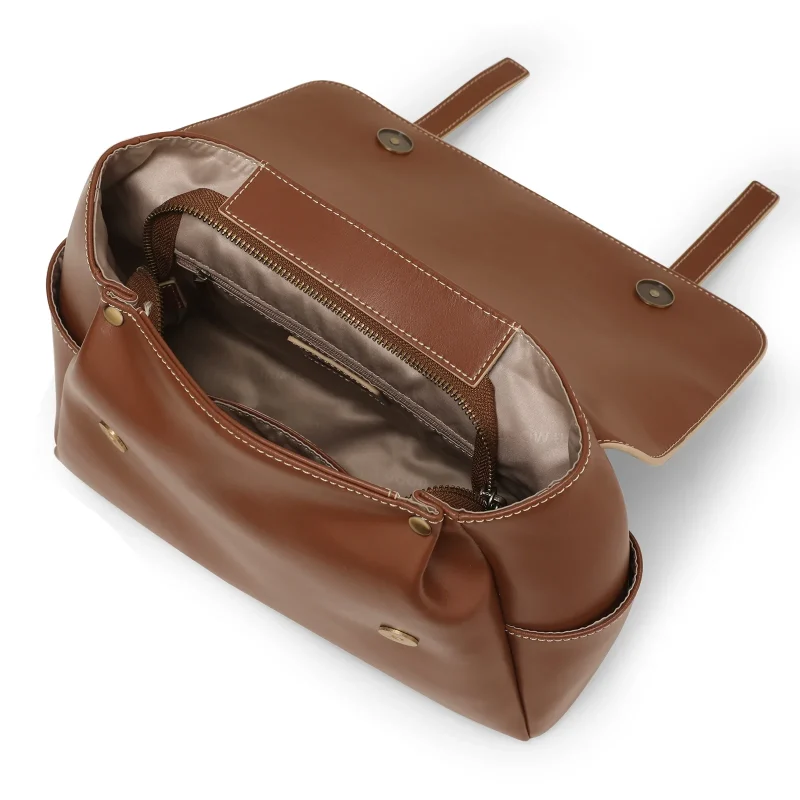 Eco Genuine Leather Retro Large Capacity Crossbody Bag - Image 5