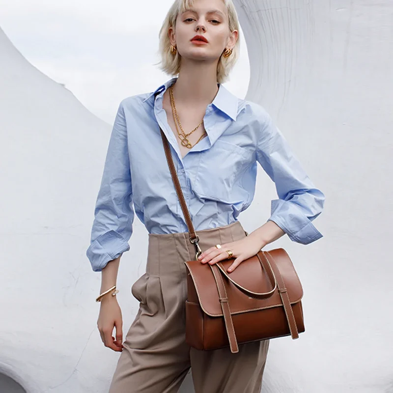 Eco Genuine Leather Retro Large Capacity Crossbody Bag - Image 2