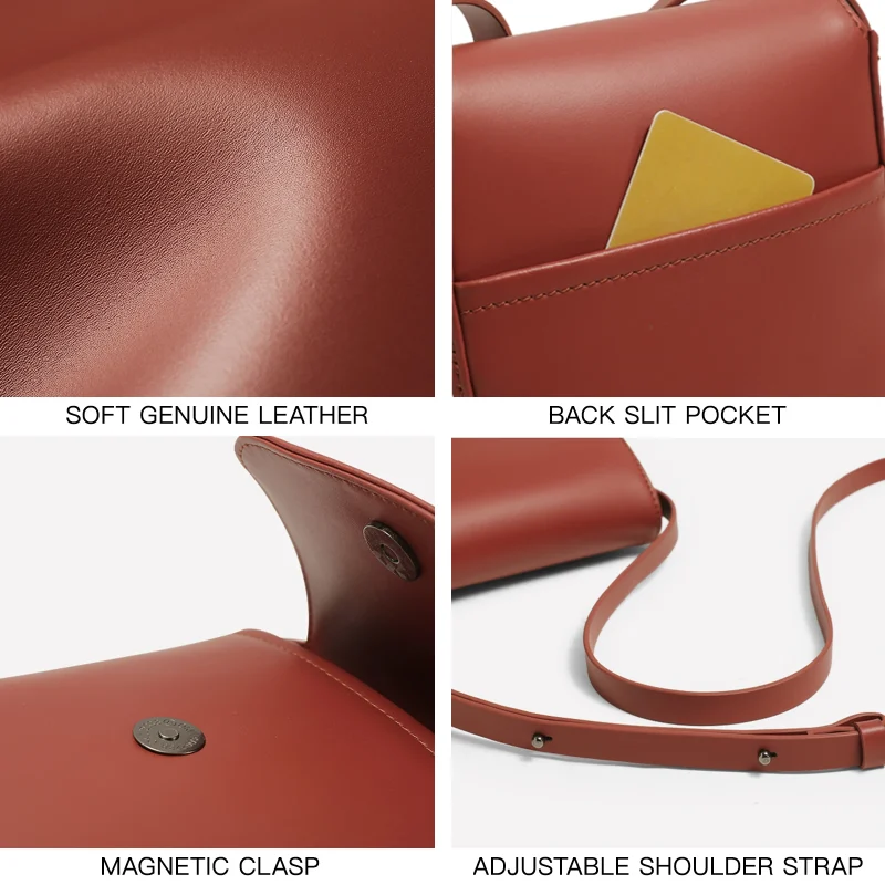Eco Genuine Leather Crossbody Texture Satchel Bag - Image 5