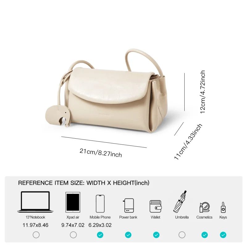 Genuine Leather Cute Little Elephant Decoration Crossbody Bag - Image 4