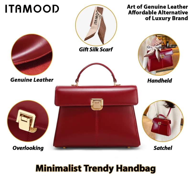 Genuine Leather Versatile Crossbody Bag With Scarf Decor - Image 3