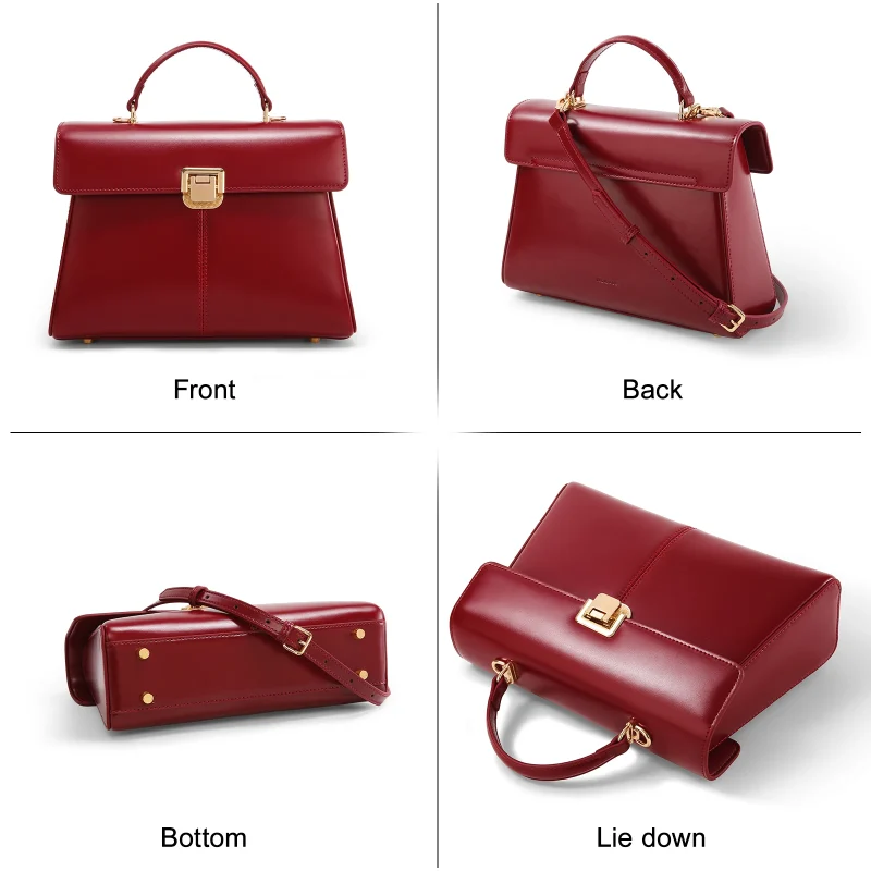 Genuine Leather Versatile Crossbody Bag With Scarf Decor - Image 3