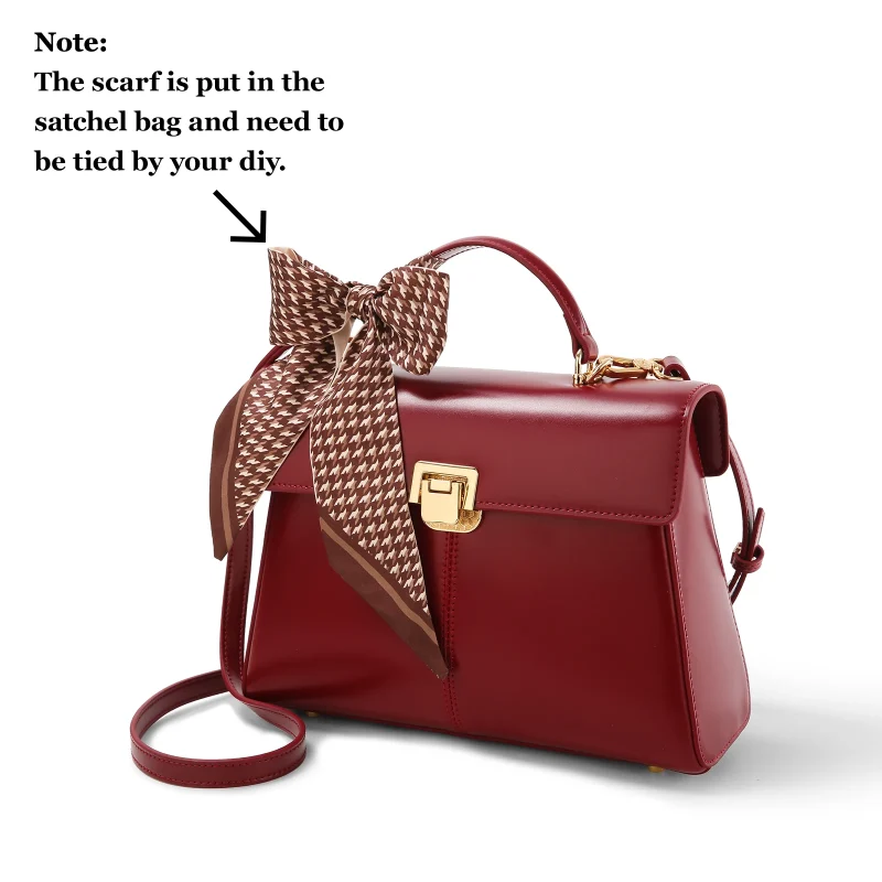 Genuine Leather Versatile Crossbody Bag With Scarf Decor - Image 6
