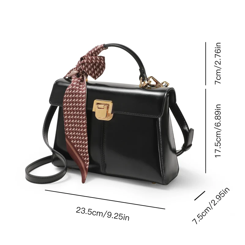 High-Quality Genuine Leather Crossbody Bag With Scarf Decor - Image 3