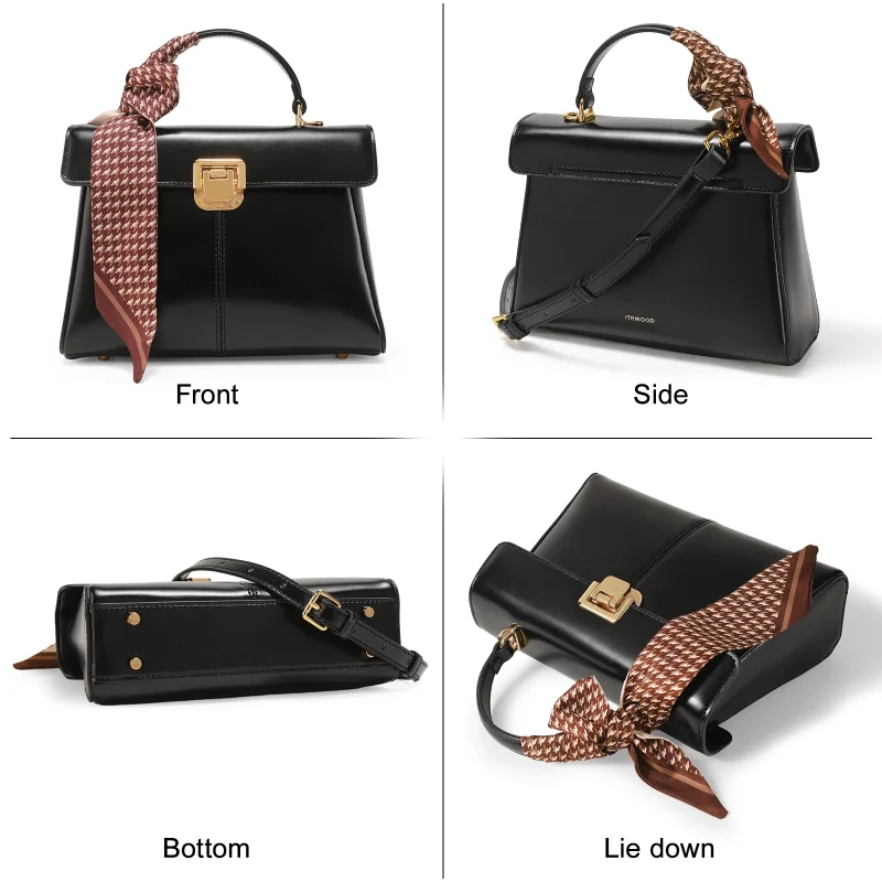 High-Quality Genuine Leather Crossbody Bag With Scarf Decor - Image 4