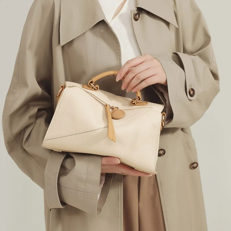 Genuine leather luxury Boston bag - Image 5
