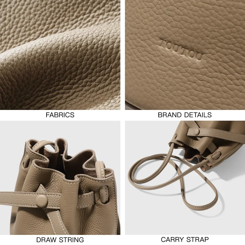 Eco Leather Retro Simple Design Bucket Bag - Image 5
