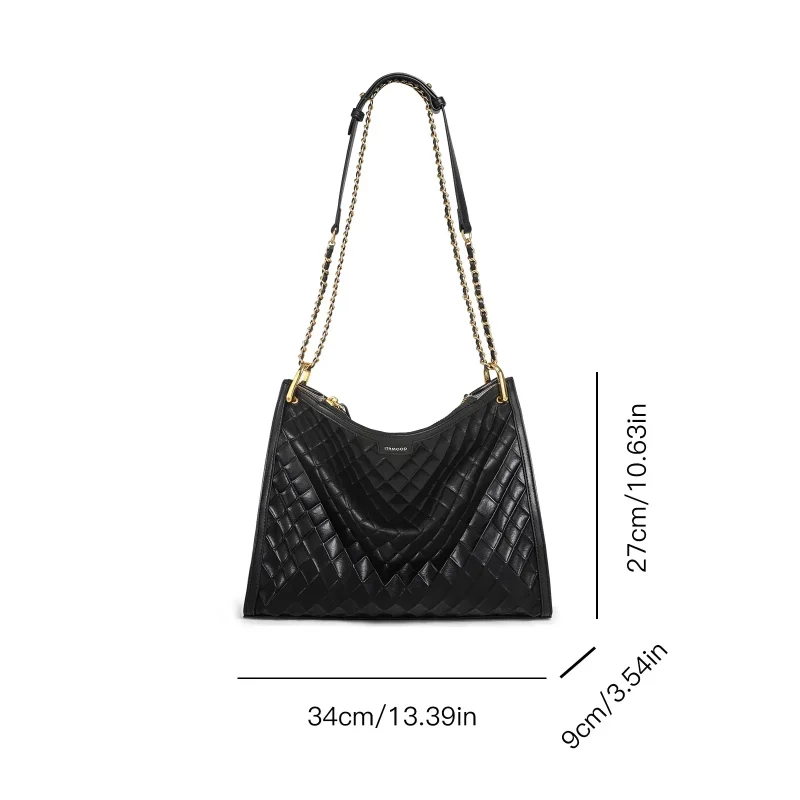 Spacious Quilted Chain Strap Handbag - Image 4