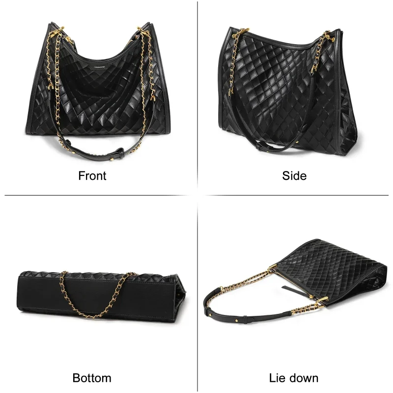 Spacious Quilted Chain Strap Handbag - Image 5
