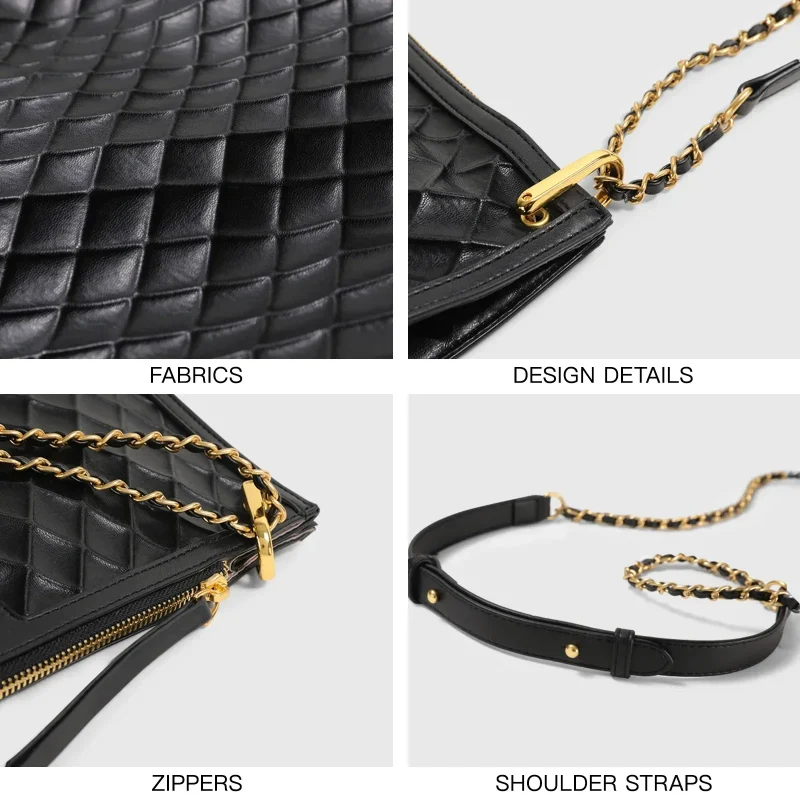 Spacious Quilted Chain Strap Handbag - Image 6