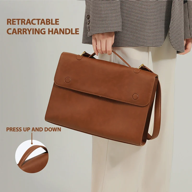 Vintage Luxury Briefcase, Commuter Large Capacity Handbag - Image 3