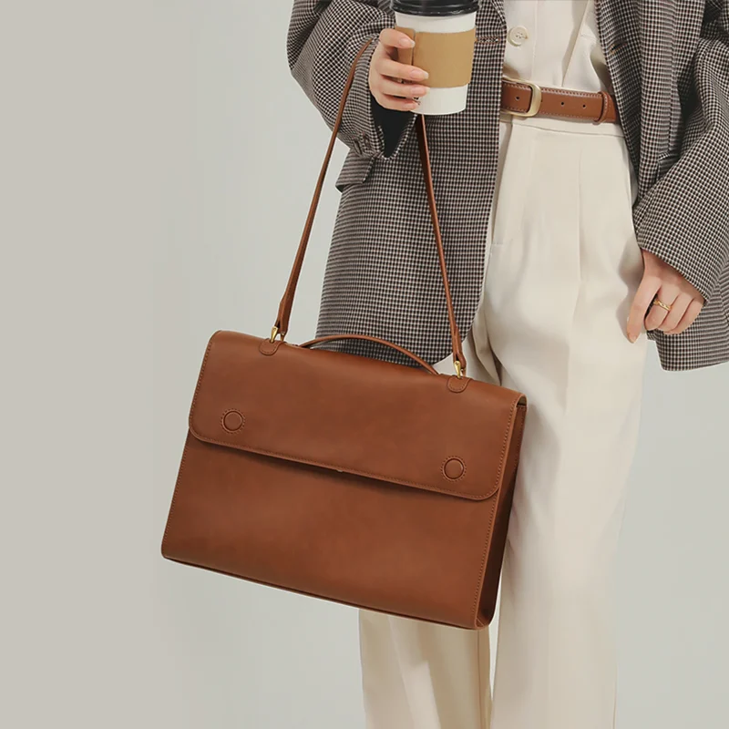 Vintage Luxury Briefcase, Commuter Large Capacity Handbag