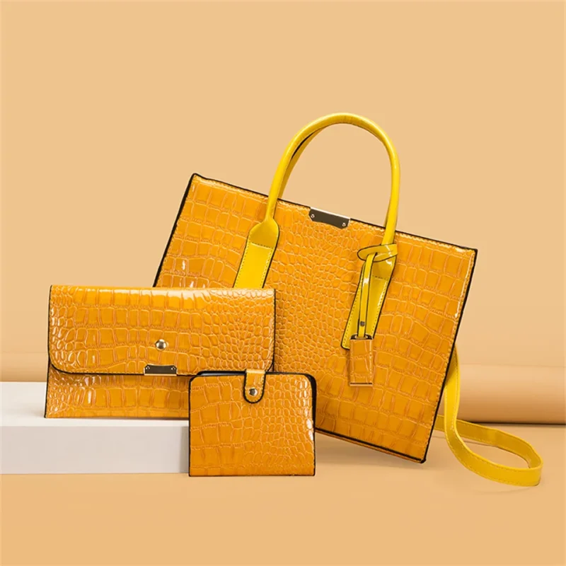 Large Capacity Crocodile Pattern Women Shoulder Tote Bag - Image 2