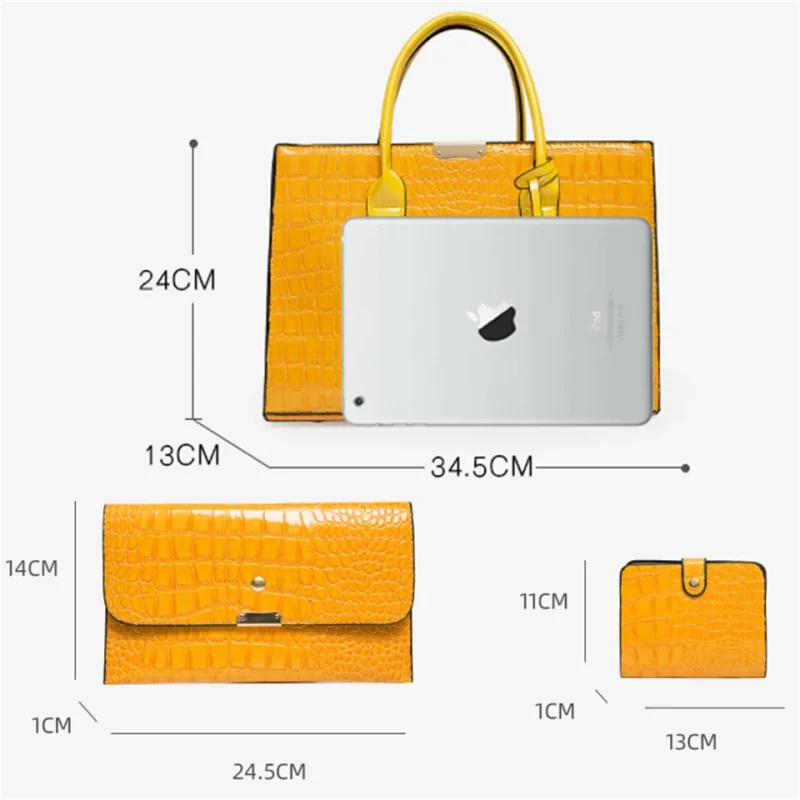 Large Capacity Crocodile Pattern Women Shoulder Tote Bag - Image 6