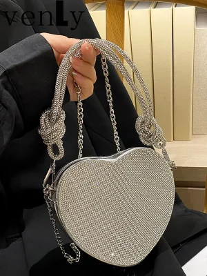 Luxury Diamonds Heart Design Handbags