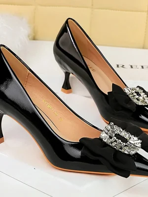 Luxury Kitten Rhinestone Bowknot Heels