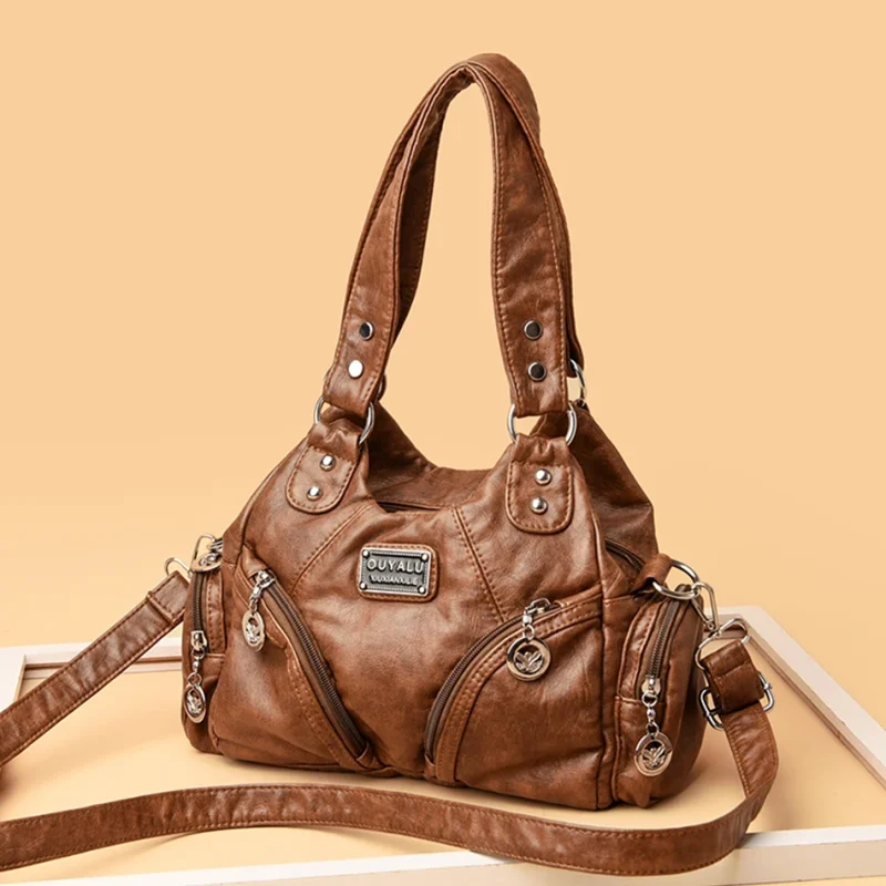 Luxury Vintage Designer Soft Leather Shoulder Top-handle Bags - Image 2