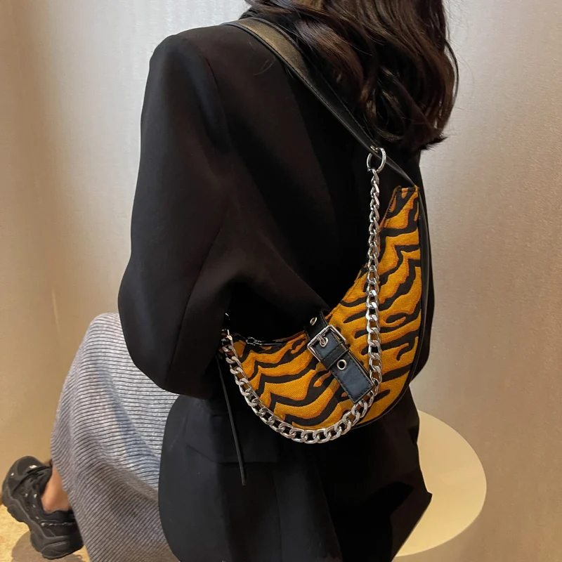 Zebra Pattern Moon Shoulder Bags - Image 2