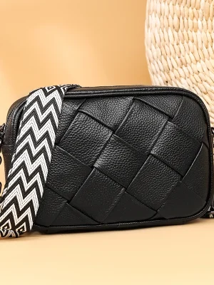 Genuine Leather Braid Crossbody Cell Phone Bag