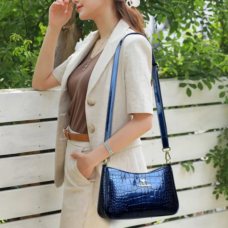 High Quality Patent Vintage Elegant Female Crossbody Messenger Bag - Image 3