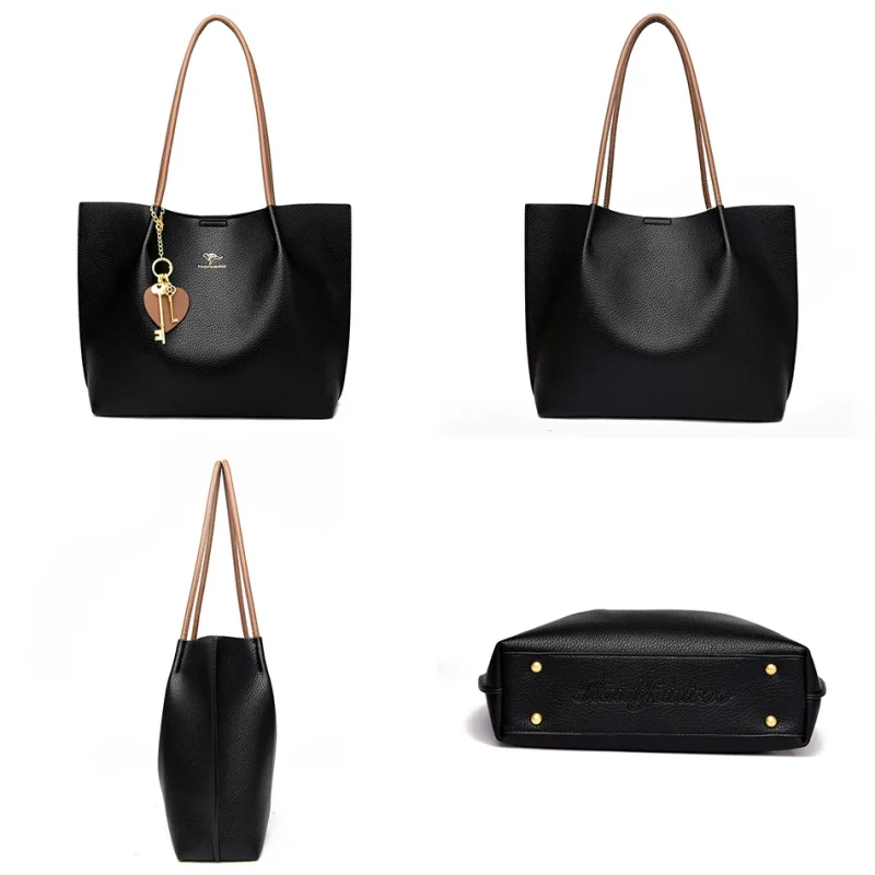 Leisure Soft Leather Large Capacity Shopping Shoulder Bags - Image 5