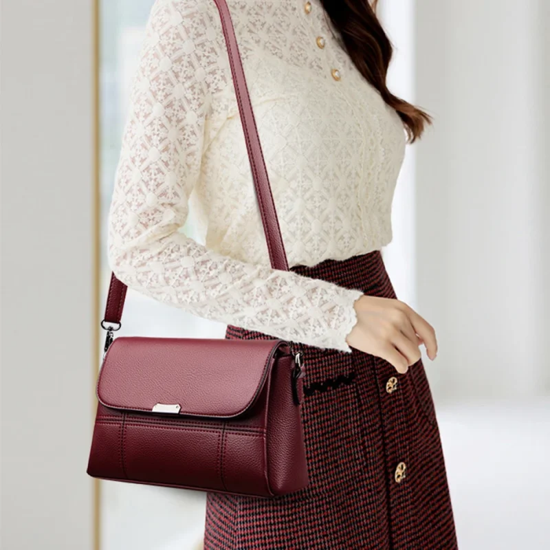 Luxury Vintage  Women Soft Leather Shoulder Crossbody Bag - Image 3