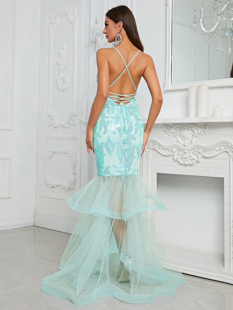 Spring/Summer Backless Fishtail Maxi Dress: Sequin Sling - Image 2