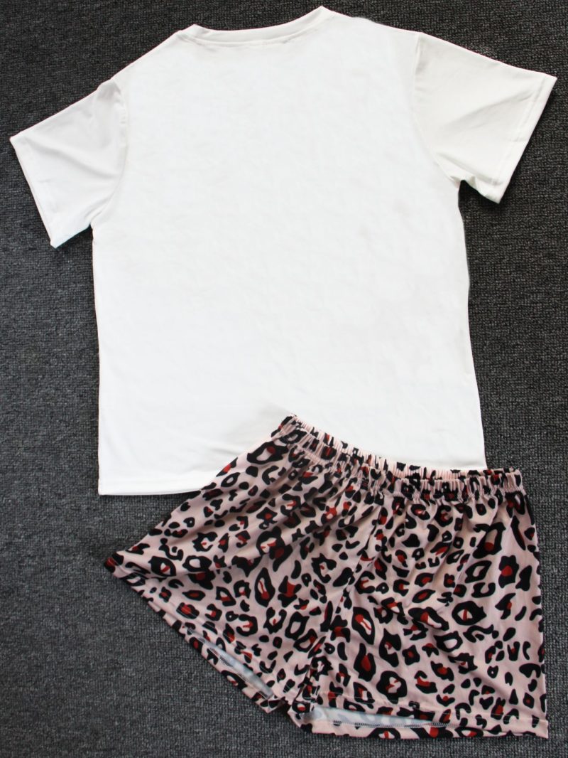 Patchwork Short Sleeve Shorts Pajamas: Women's Home Wear Suit - Image 4