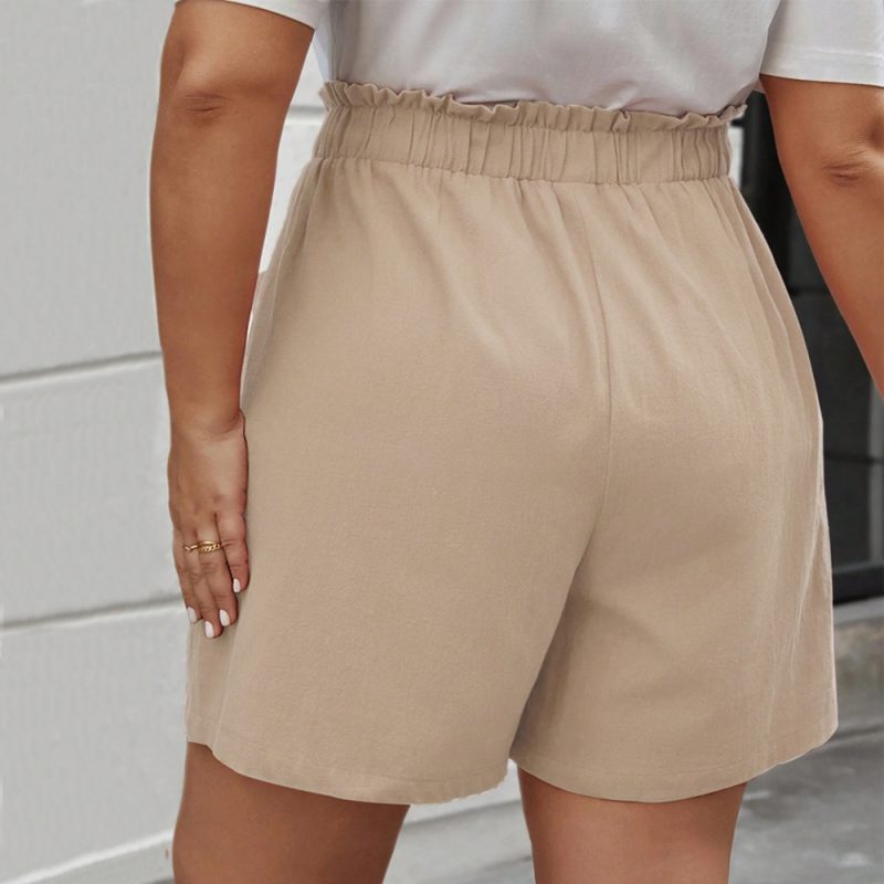 Plus Size Korean Bud Shaped Drawstring Cargo Shorts: Loose Fit Wide Legs for Women's Spring Wear - Image 2