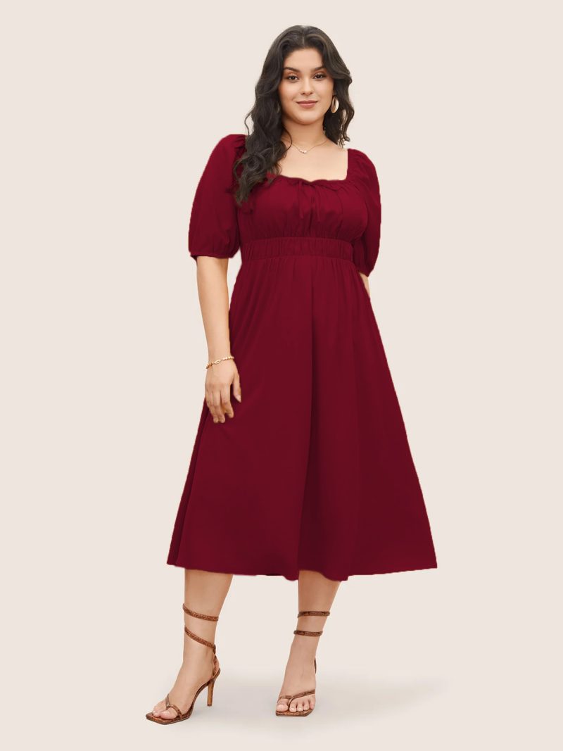 Summer Red Dress: Plus Size, French Retro Style - Image 2